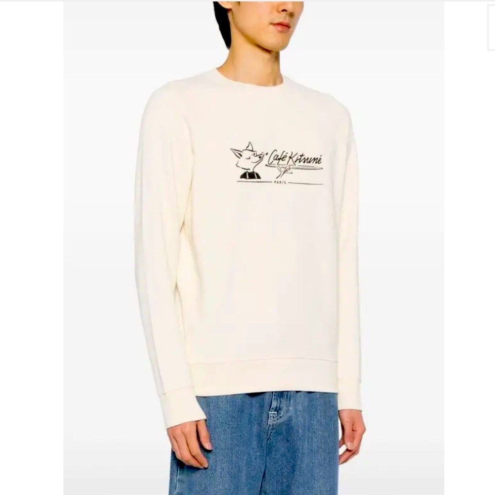 CAFÉ KITSUNÉ
Logo-Print Cotton Sweatshirt
M